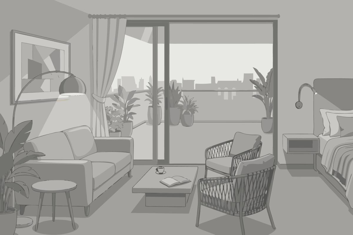 Superior Two-bedroom Two-bathrooms apartment